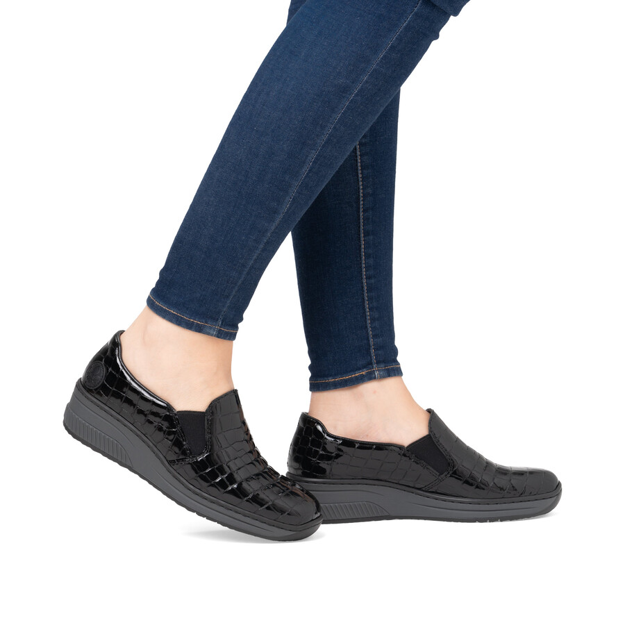 scarpe elasticizzate nere da donna rieker 48752-00