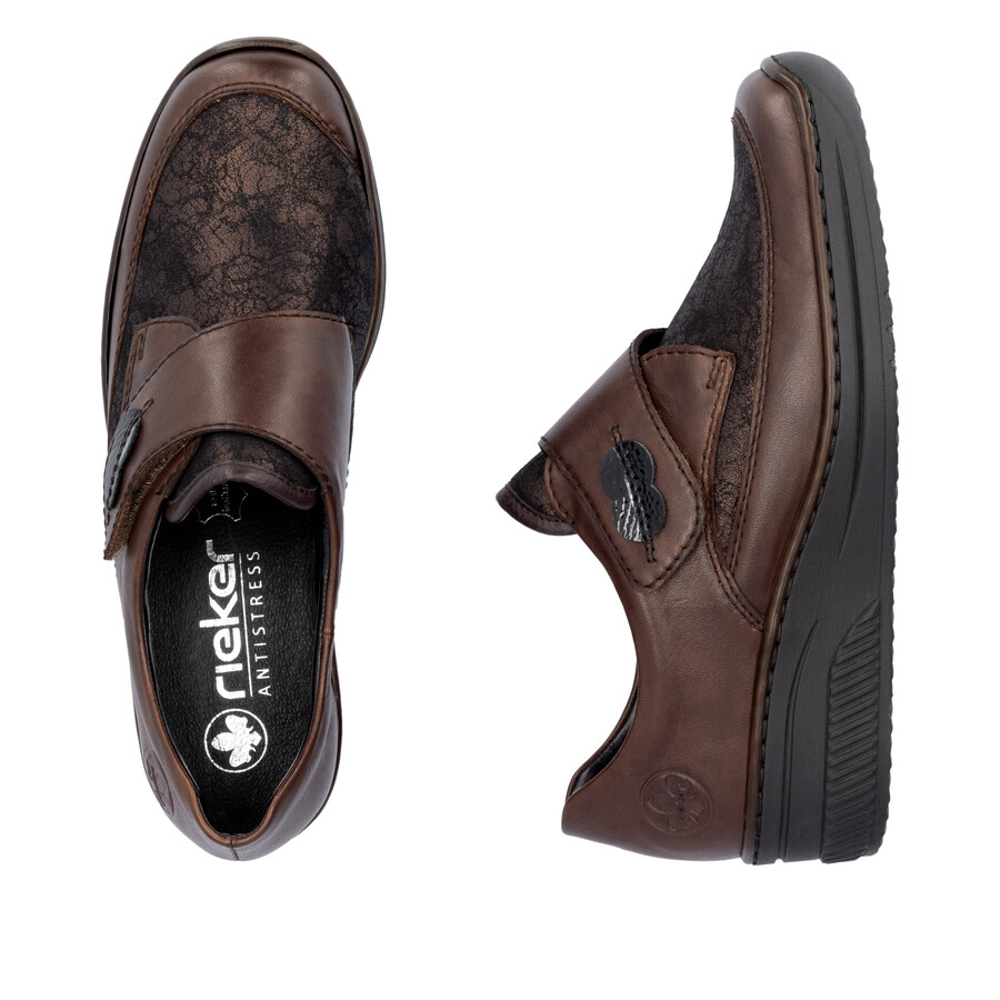scarpe marroni con chiusura a strappo per donna rieker 487c0-25