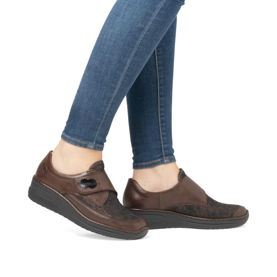 scarpe marroni con chiusura a strappo per donna rieker 487c0-25