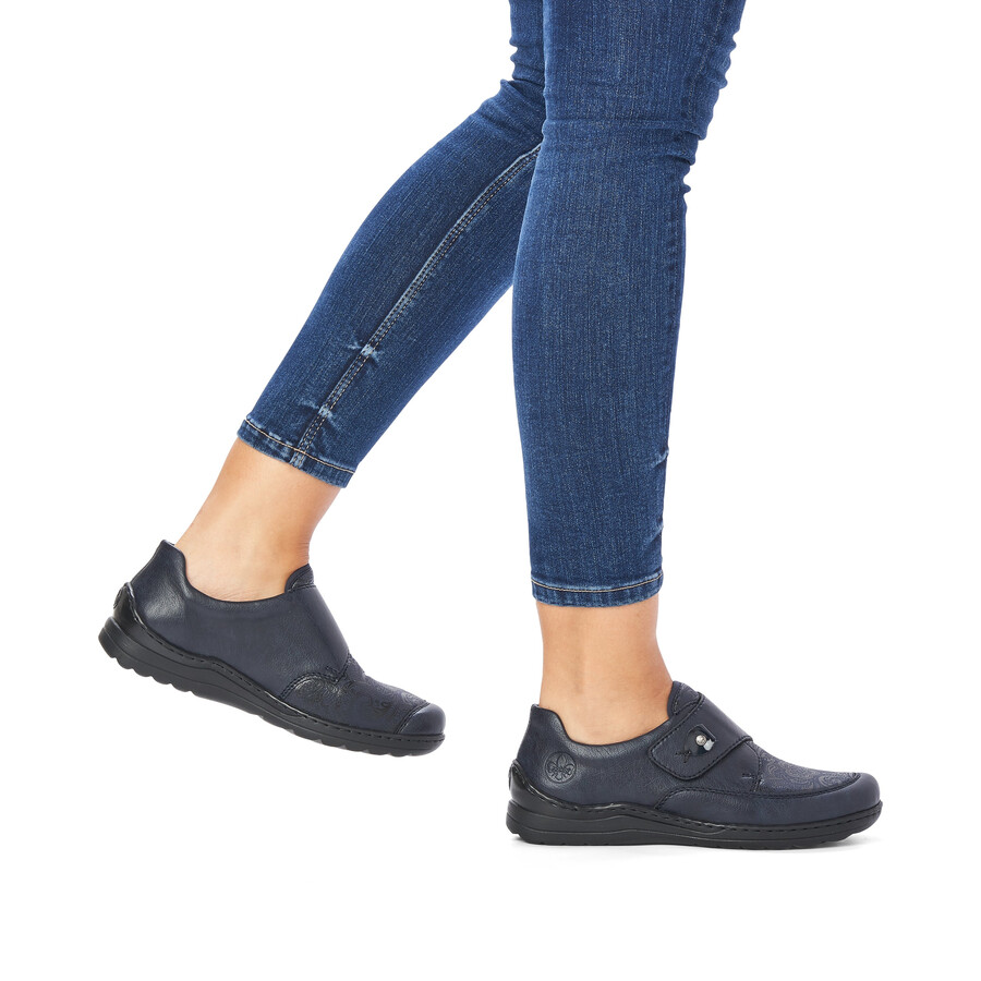 scarpe blu con velcro per donna rieker 48951-14