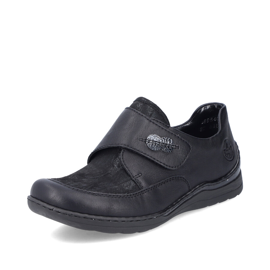 scarpe nere con chiusura a strappo per donna rieker 48954-00