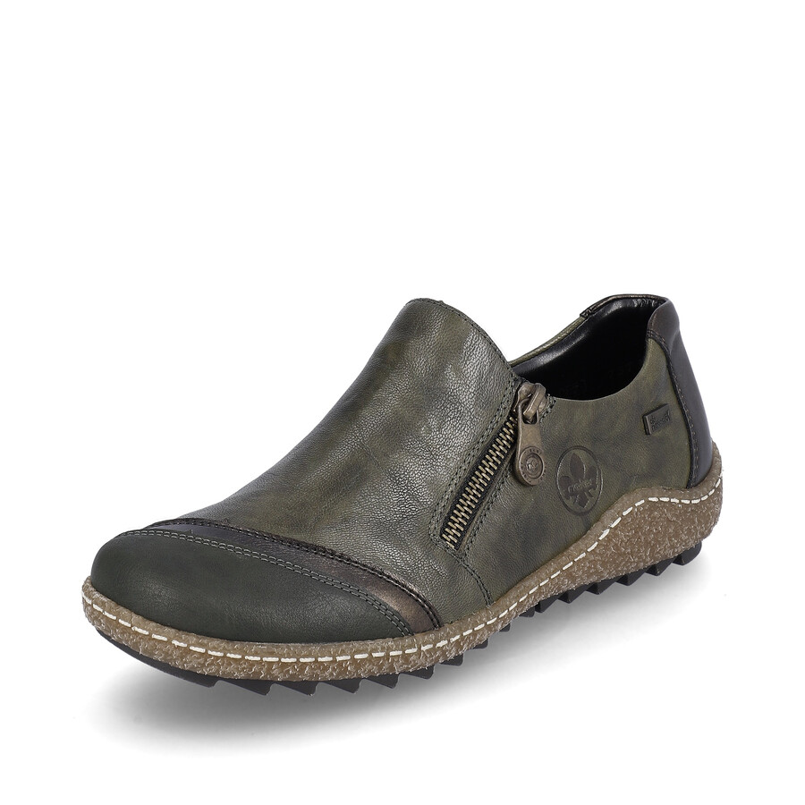 scarpe con cerniera verde da donna rieker l7571-54