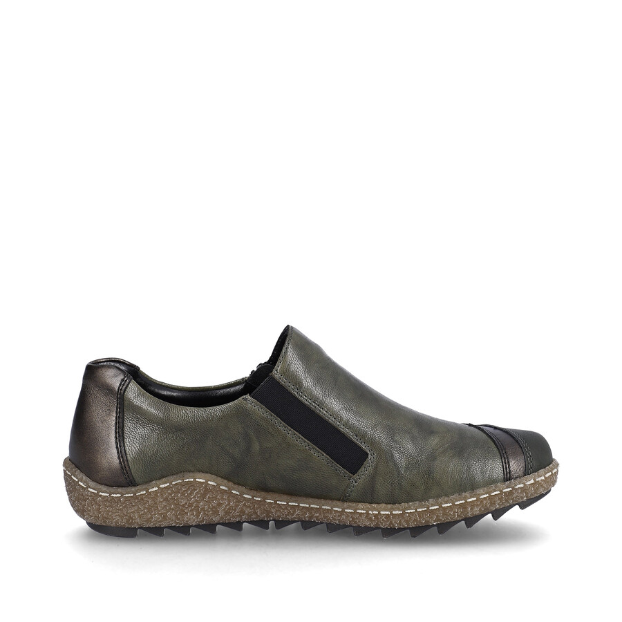 scarpe con cerniera verde da donna rieker l7571-54