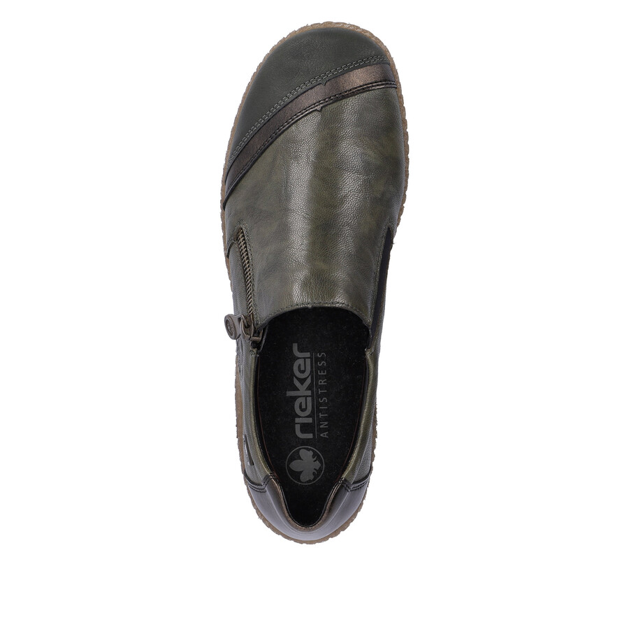 scarpe con cerniera verde da donna rieker l7571-54