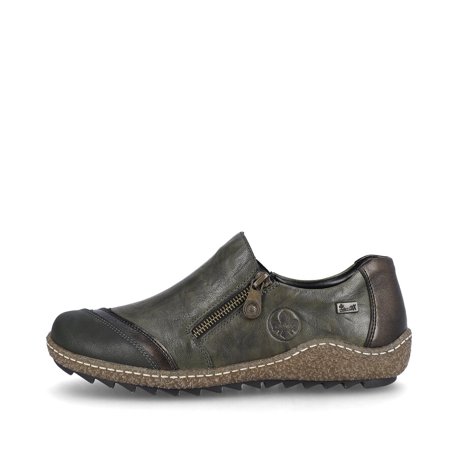 scarpe con cerniera verde da donna rieker l7571-54