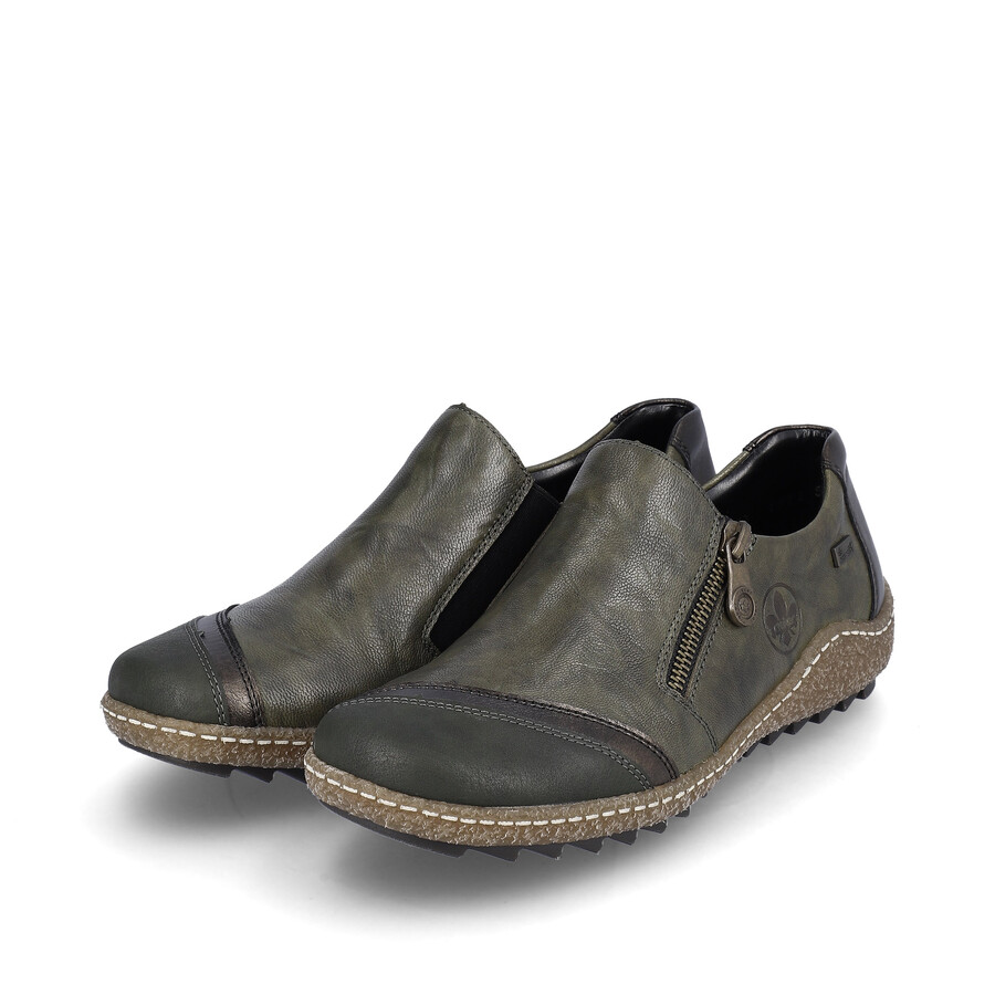 scarpe con cerniera verde da donna rieker l7571-54