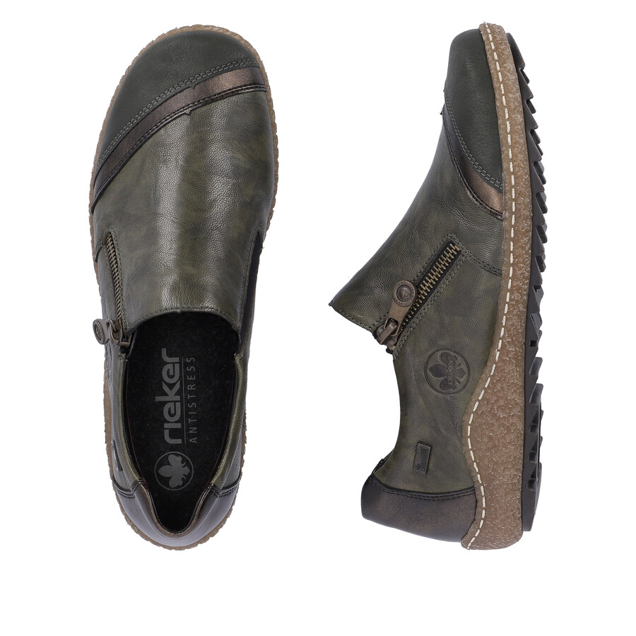 scarpe con cerniera verde da donna rieker l7571-54
