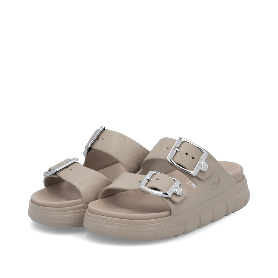 sandali con fibbia beige da donna rieker p2180-60