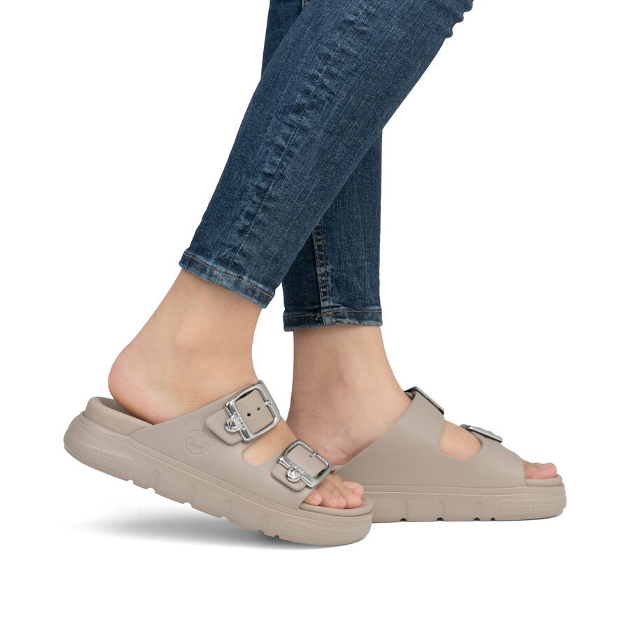 sandali con fibbia beige da donna rieker p2180-60