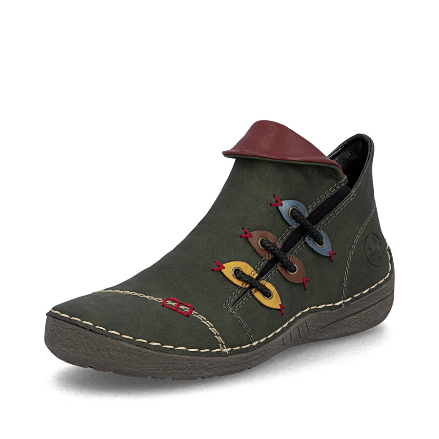 stivali con cerniera verde da donna rieker 72581-54