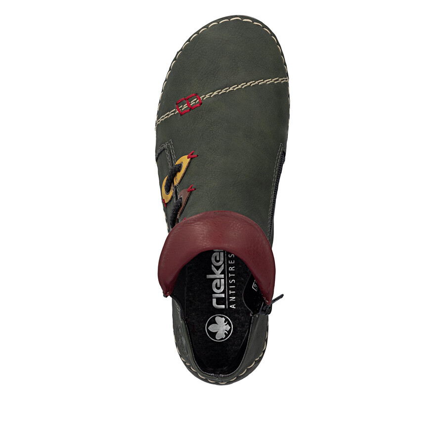 stivali con cerniera verde da donna rieker 72581-54