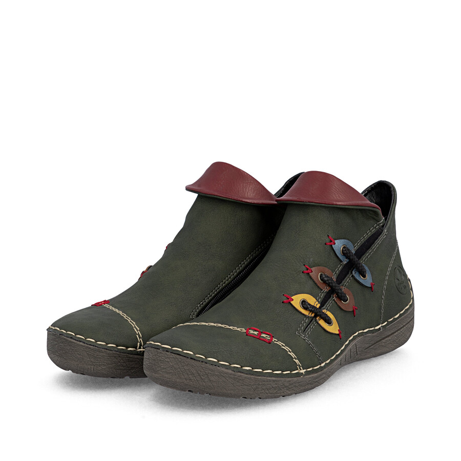 stivali con cerniera verde da donna rieker 72581-54