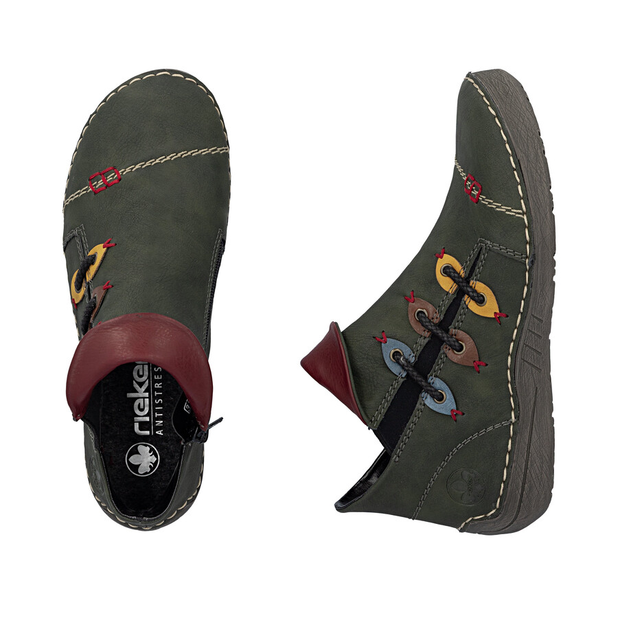 stivali con cerniera verde da donna rieker 72581-54
