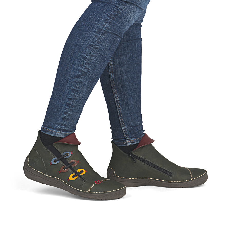 stivali con cerniera verde da donna rieker 72581-54