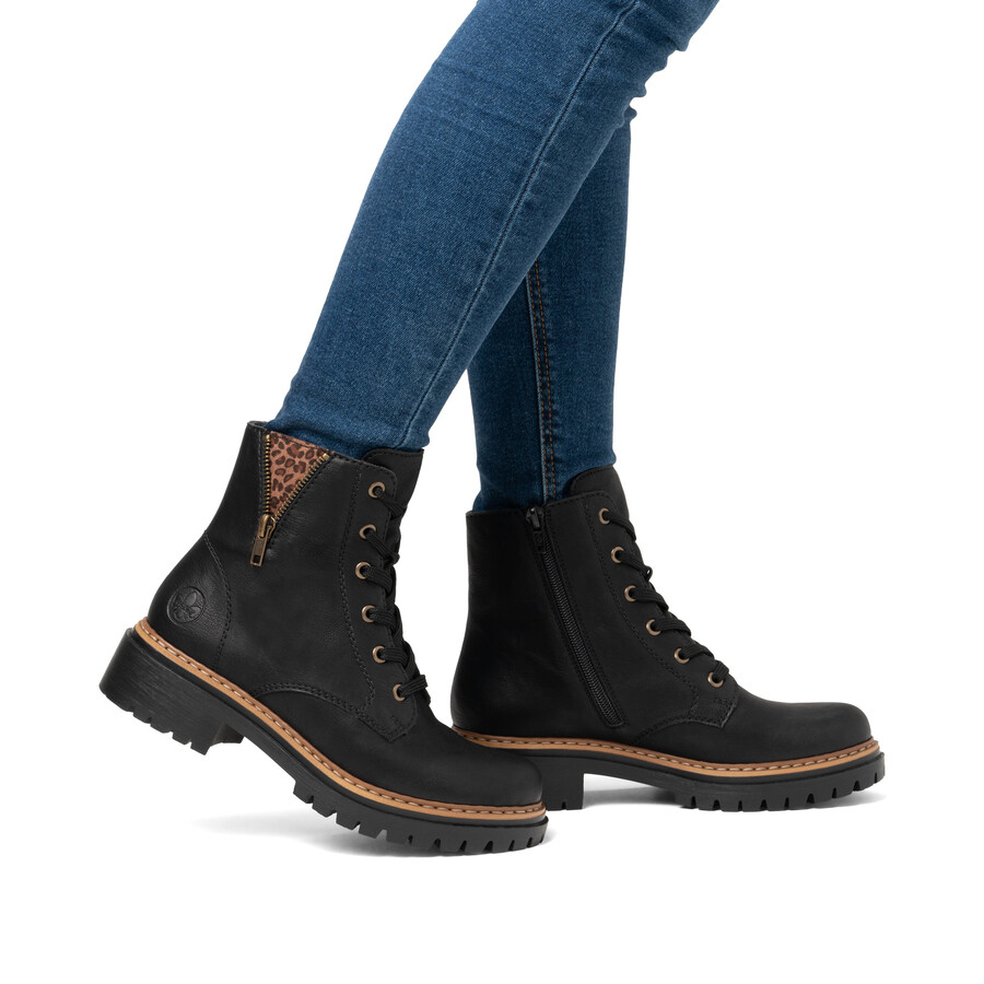 stivali neri con cerniera per donna rieker 72617-00