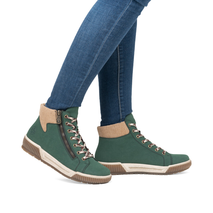 stivali con cerniera verde da donna rieker n0709-54