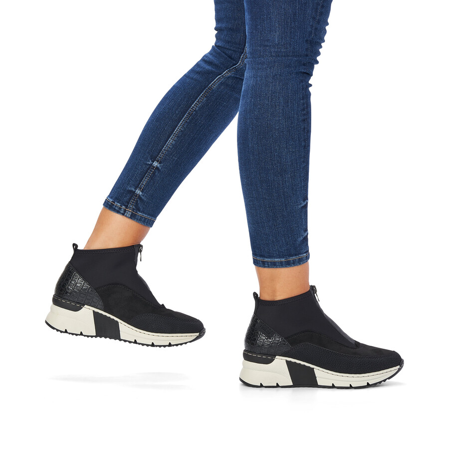 stivali neri con cerniera per donna rieker n6352-00
