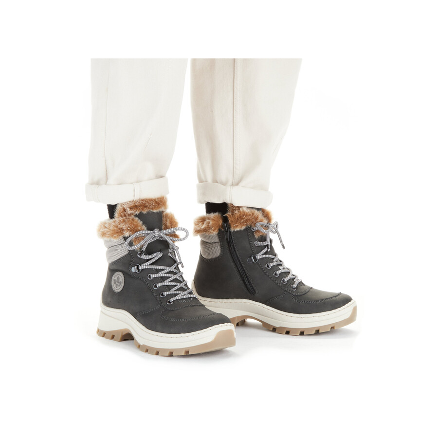 stivali grigi con cerniera per donna rieker x9335-45