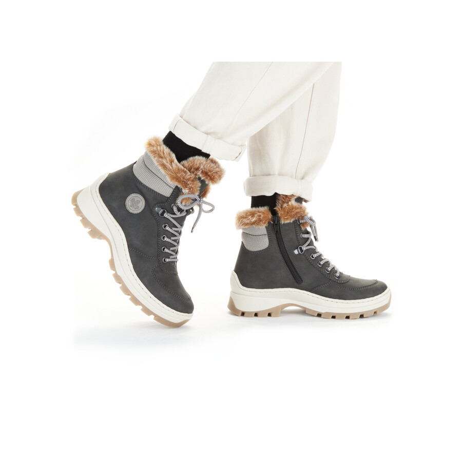 stivali grigi con cerniera per donna rieker x9335-45