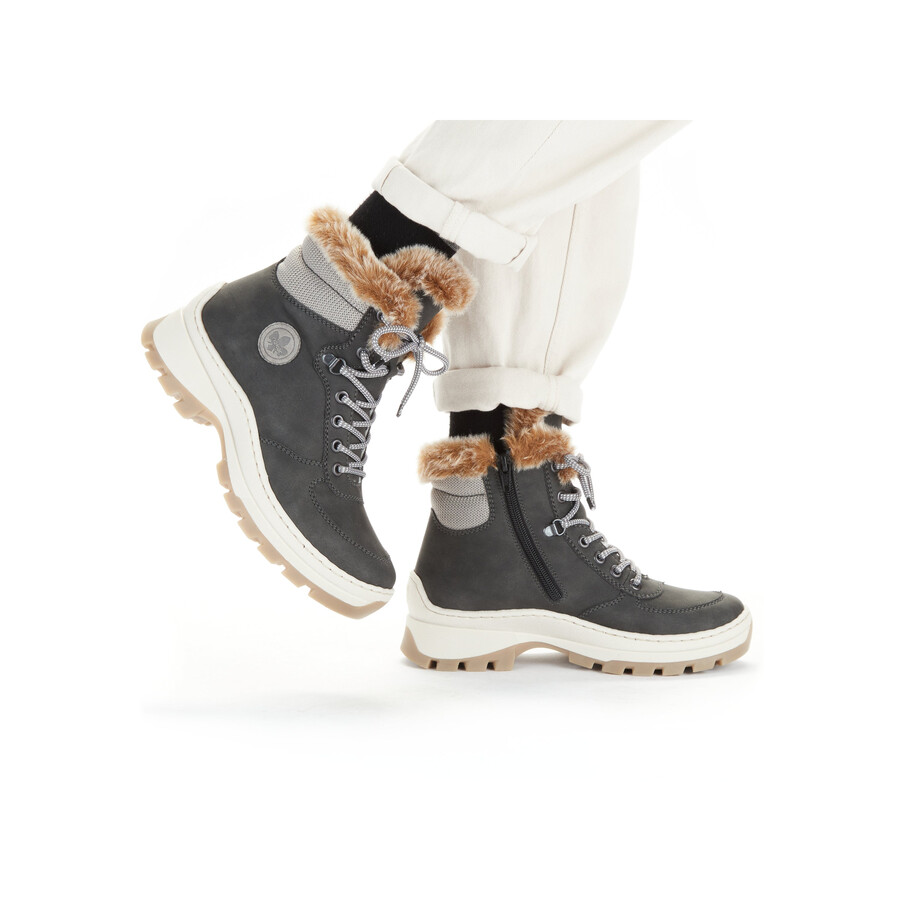 stivali grigi con cerniera per donna rieker x9335-45