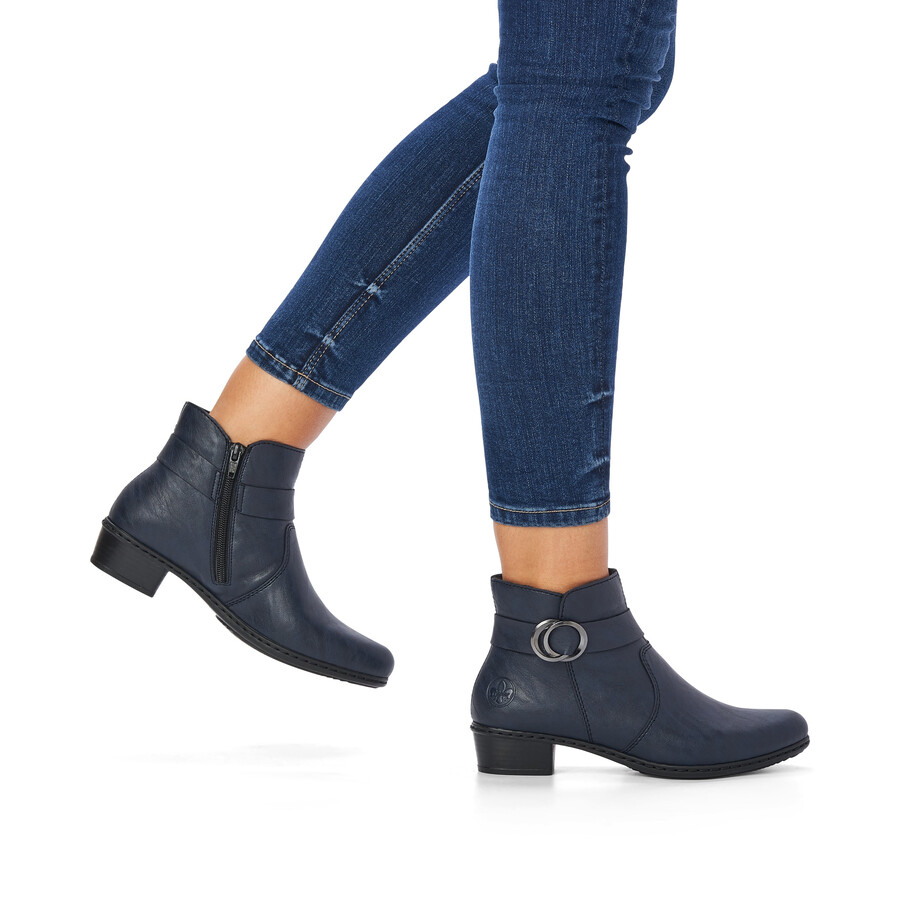 stivali con cerniera blu da donna rieker y0775-14