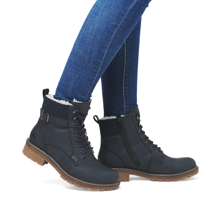 stivali con cerniera blu da donna rieker y9102-14