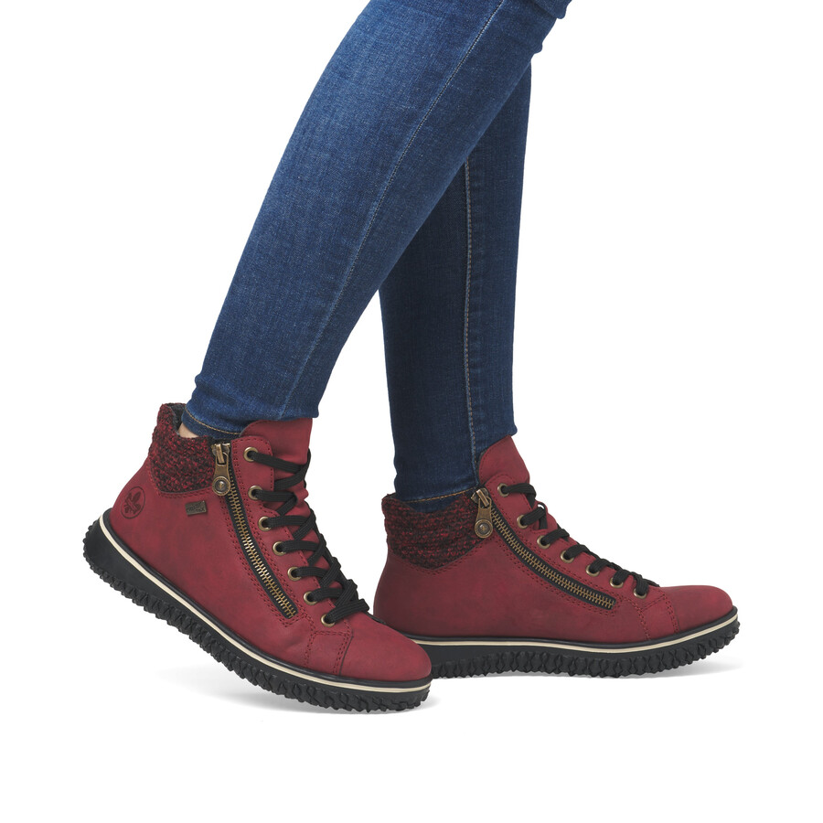 stivali rossi con cerniera da donna rieker z4263-35