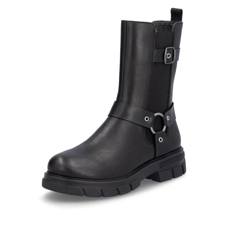 stivali neri con cerniera per donna rieker z9177-00