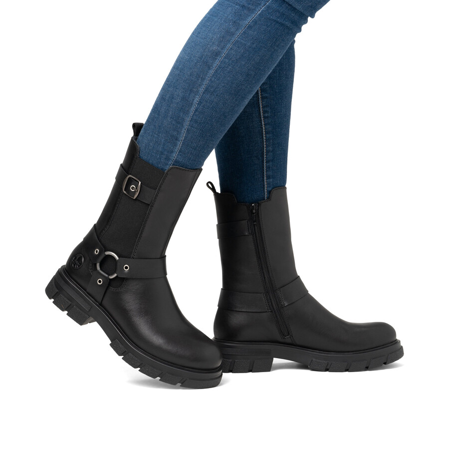 stivali neri con cerniera per donna rieker z9177-00