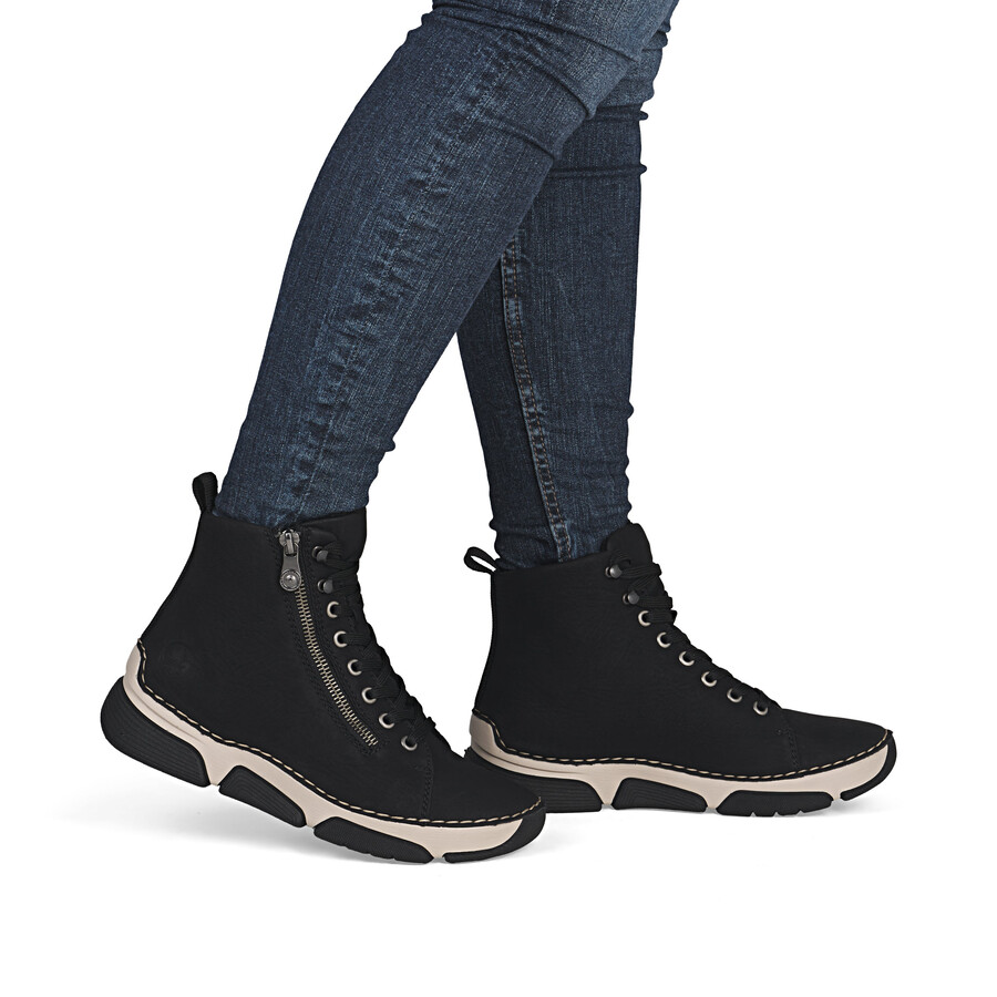 stivali neri con cerniera per donna rieker 45920-01