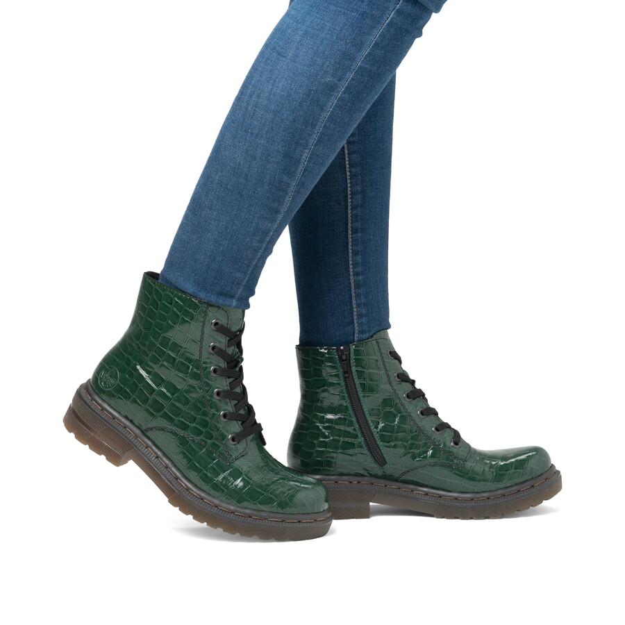stivali con cerniera verde da donna rieker 78240-54