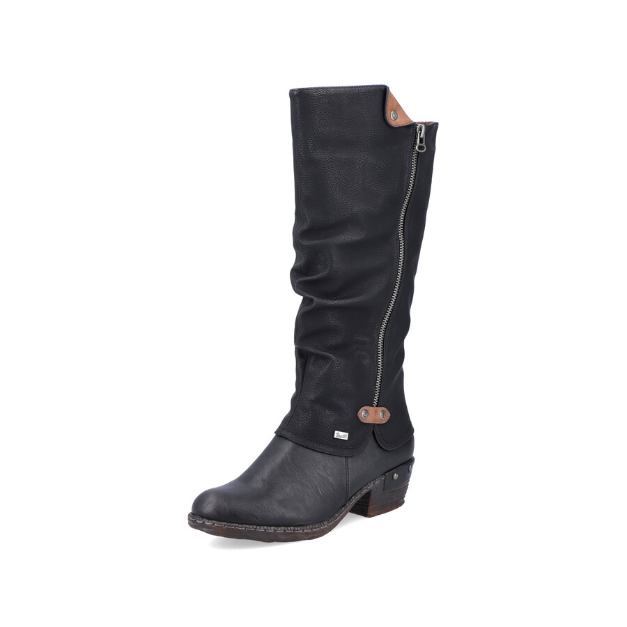 stivali neri con cerniera per donna rieker 93655-00
