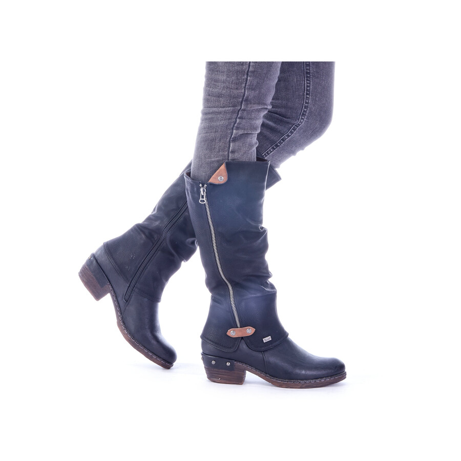 stivali neri con cerniera per donna rieker 93655-00
