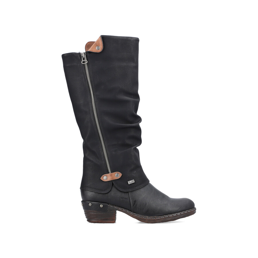 stivali neri con cerniera per donna rieker 93655-00