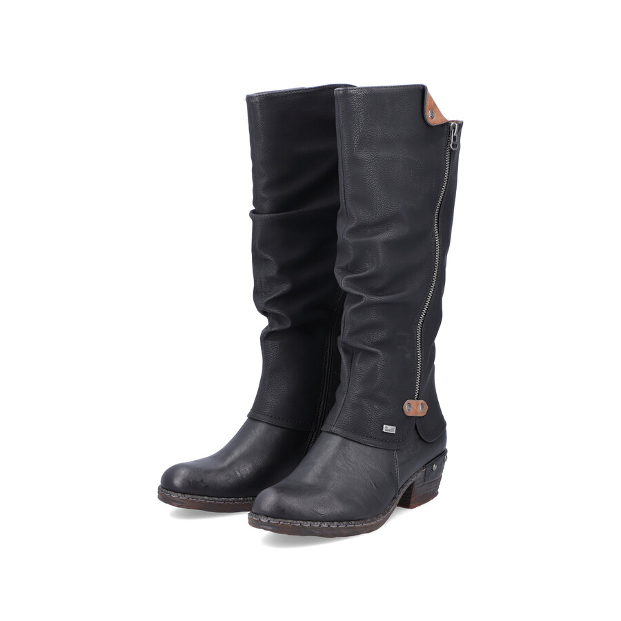 stivali neri con cerniera per donna rieker 93655-00