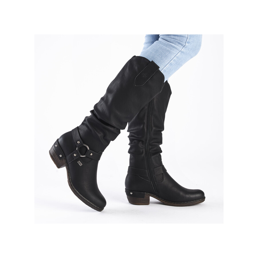 stivali neri con cerniera per donna rieker 93670-00