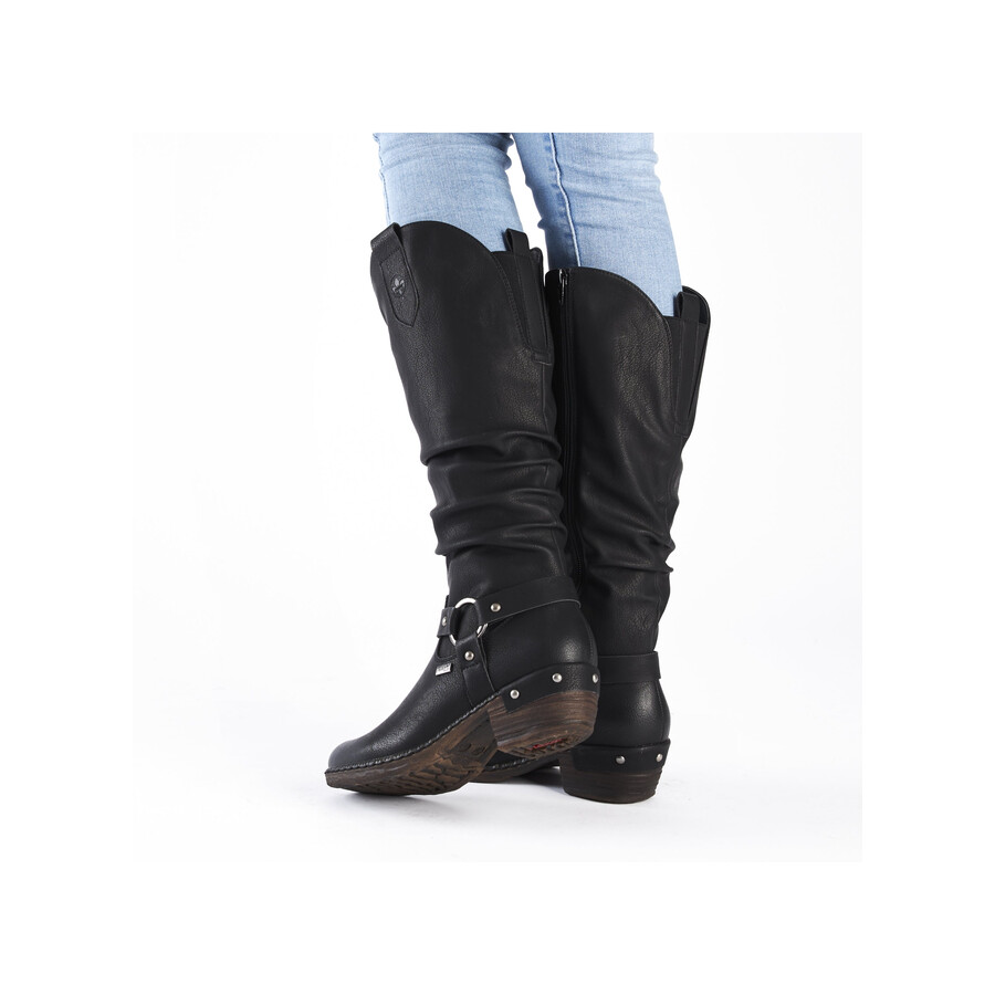 stivali neri con cerniera per donna rieker 93670-00
