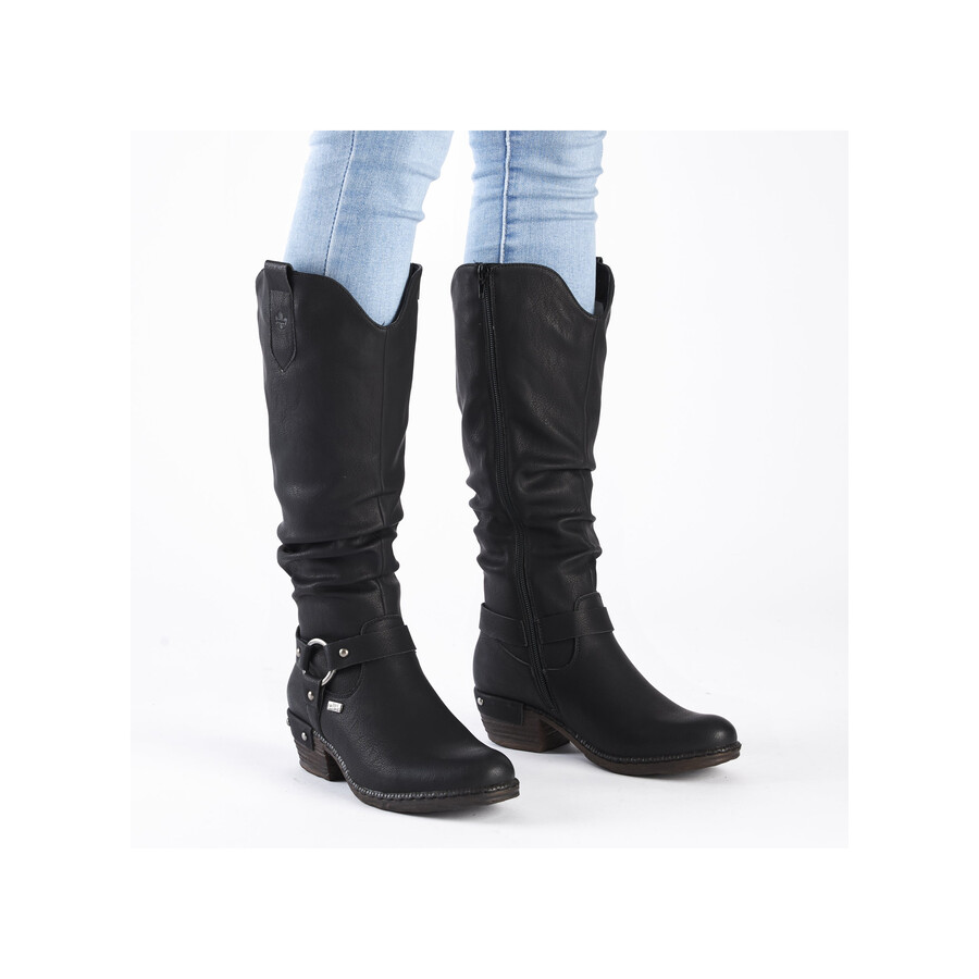 stivali neri con cerniera per donna rieker 93670-00