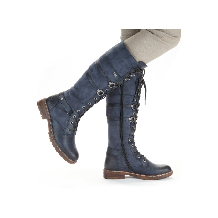 stivali con cerniera blu da donna rieker 94732-14