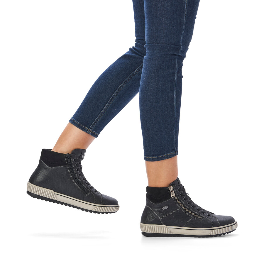 stivali neri con cerniera per donna remonte d0772-01