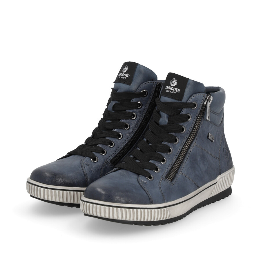 stivali con cerniera blu da donna remonte d0772-14