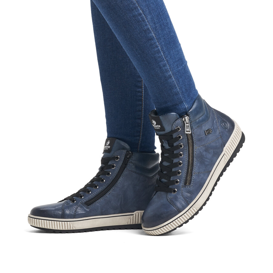 stivali con cerniera blu da donna remonte d0772-14