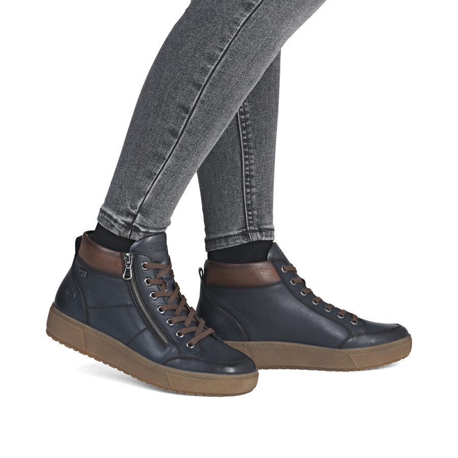 stivali con cerniera blu da donna remonte d2t70-14
