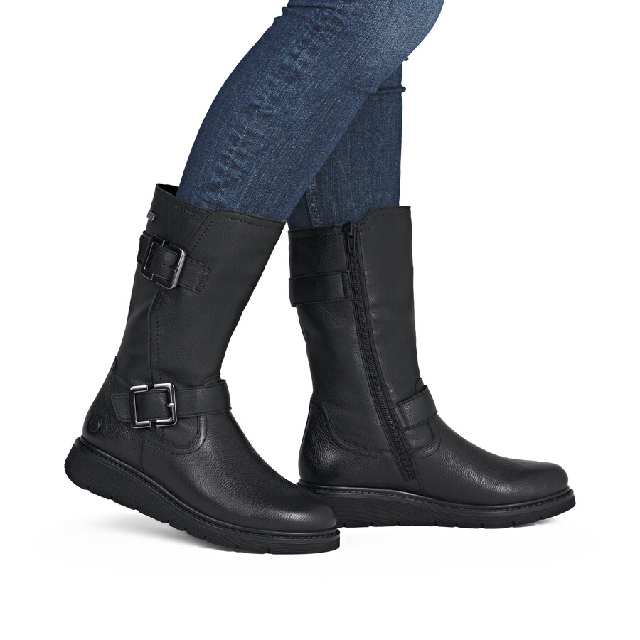 stivali neri con cerniera per donna remonte d3980-00