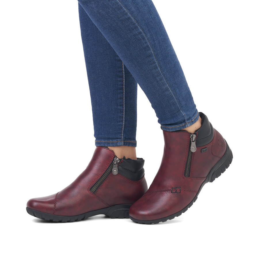 stivali rossi con cerniera da donna rieker l4655-35