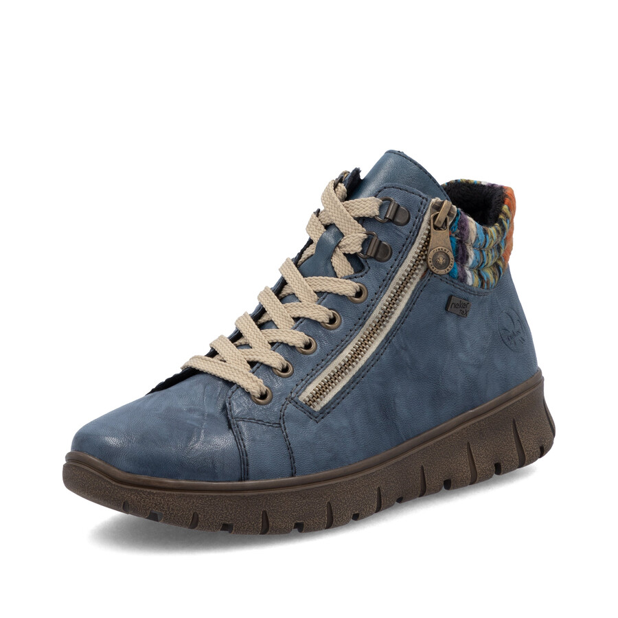 stivali con cerniera blu da donna rieker n1305-14