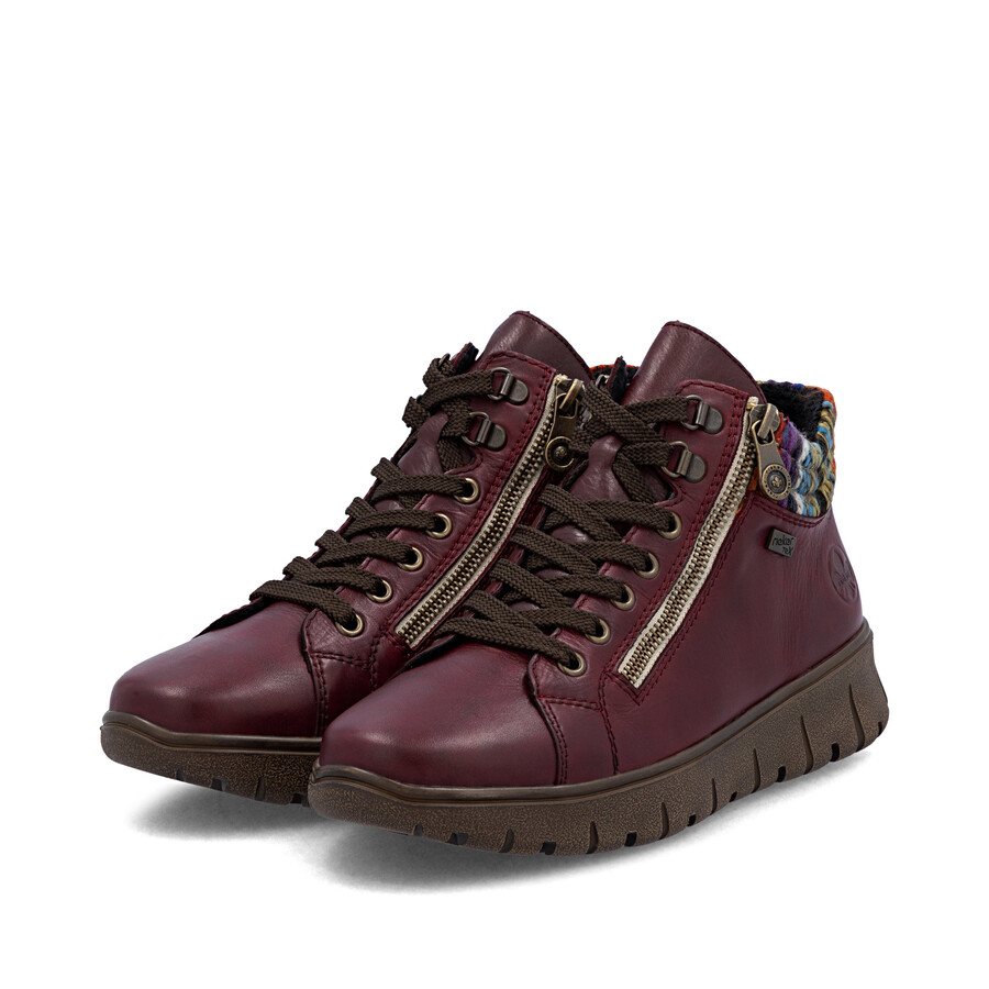 stivali rossi con cerniera per donna rieker n1305-35
