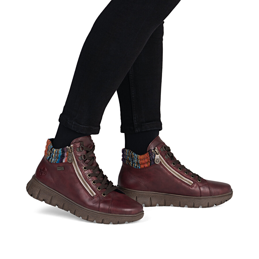 stivali rossi con cerniera per donna rieker n1305-35