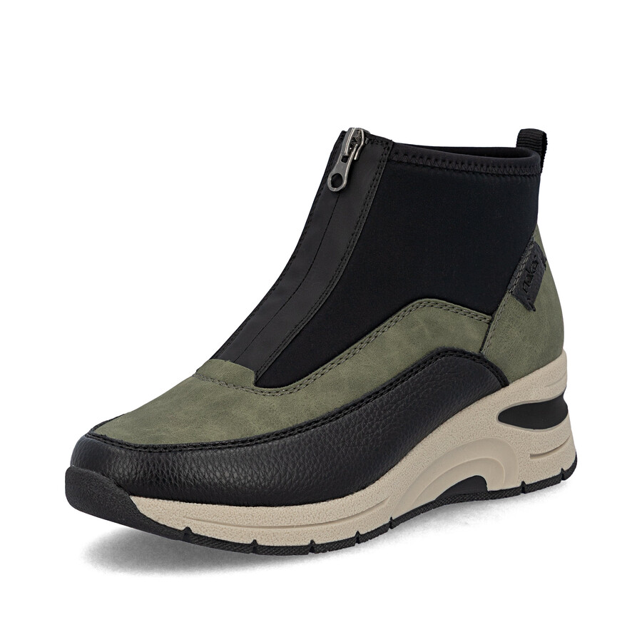 stivali con cerniera verde da donna rieker n9362-54