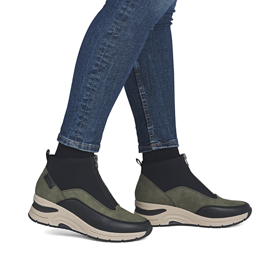 stivali con cerniera verde da donna rieker n9362-54